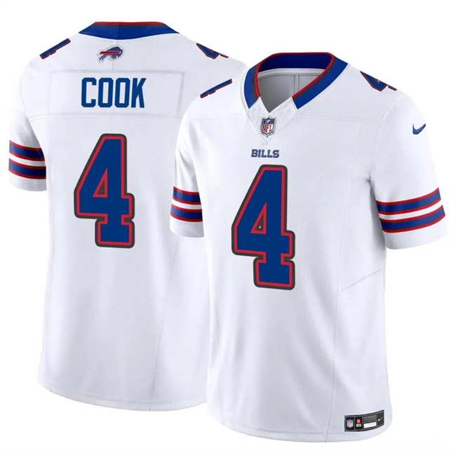 Men's Buffalo Bills #4 James Cook White 2023 F.U.S.E. Vapor Untouchable Limited Football Stitched Jersey - Click Image to Close